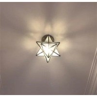 Crystal Flush Mount Moravian Star Ceiling Light Shade With E26 Bulb 8'' Close To Ceiling Light Fixtures For Indoor Restaurant Cafe Loft Bar Living Study Room Corridor Aisle (20Cm)