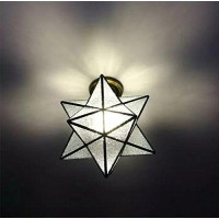 Crystal Flush Mount Moravian Star Ceiling Light Shade With E26 Bulb 8'' Close To Ceiling Light Fixtures For Indoor Restaurant Cafe Loft Bar Living Study Room Corridor Aisle (20Cm)