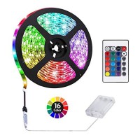 Hikenri 1M/3.3Ft Battery Powered Led Strip Lights, Flexible Color Changing Rgb Led Light Strip, Tv Backlight Background Lighting