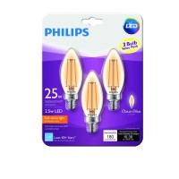 Philips Led Classic Glass Amber B11 Dimmable Light Bulb: 2700-Kelvin, 2.5-Watt (25-Watt Equivalent), E12 Base, Soft White, 18-Pack