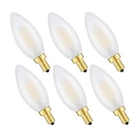 Crlight 3200K 6W Dimmable Led Candelabra Bulb Soft White 600Lm, 60W Equivalent E12 Led Candle Bulbs, C35 Frosted Glass Torpedo Shape Bullet Top, Pack Of 6