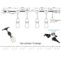 Banord Outdoor String Lights, 48Ft Patio Lights Waterproof Outdoor Lights With 2W Dimmable Led Bulbs, Black Hanging Lights For Outdoor Backyard, Garden, Deck, Porch, Gazebo, Balcony, Camping, Party