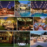 Banord Outdoor String Lights, 48Ft Patio Lights Waterproof Outdoor Lights With 2W Dimmable Led Bulbs, Black Hanging Lights For Outdoor Backyard, Garden, Deck, Porch, Gazebo, Balcony, Camping, Party