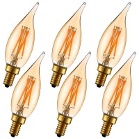 Litehistory Dimmable 4W 2200K Amber Ca10 Led Bulb E12 Candelabra Led 250Lm, Warm White, 40W Flame Tip 6Pack