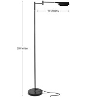 Brightech Leaf Led Floor Lamp, Pharmacy Led Floor Lamp For Living Rooms & Offices, Adjustable Standing Lamp For Bedroom Reading, Tall Lamp For Sewing & Craftwork - Jet Black