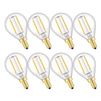 Crlight 2W Led Candelabra Bulb 25W Equivalent Warm White 2700K 250Lm, Dimmable E12 Vintage Tiny G14(G45) Edison Led Globe Bulb, Chandelier Vanity Mirror Light Bulbs, 8 Pack