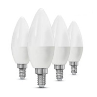 Ctkcom 3W Led Candelabra Bulbs ,40W Light Bulbs Equivalent,E14 Base ,White 6000K,420Lm Candle Light Bulbs For Chandelier,Ceiling Fan Lights,Decorative Candle Light Bulb,Ac85-265V(4-Pack)