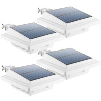 Uniquefire Solar Gutter Lights Outdoor, 40 Leds Bright Solar Powered Led Fence Light Deck Lights Waterproof For Wall, Deck, Fence, Stair, Step And Yard (White,Warm White-4 Pack)