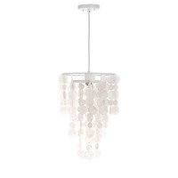 Safavieh Lighting Collection Pearl Capiz Sea Shell Boho Coastal White 13-Inch Diameter 1-Light Adjustable Hanging Pendant Light Fixture (Led Bulb Included)