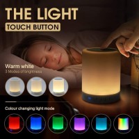 Alenbrathy Night Light, Bluetooth Speaker Bedside Lamp With Wireless, Smart Touch Dimmable Color Outdoor Table Lamp, Hands-Free Speakerphone, Sleeping Lamp, Best Gift For Men Women Teens Kids Children