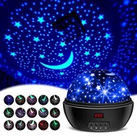 Night Light Dstana Star Projector Night Lights For Kids Room With Timer Auto Off, Kids Night Light Toys Gifts For 10 Year Old Girl Boy, 360 Degree Rotate Colorful Stars Night Light Projector Black