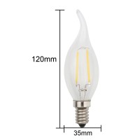 Jcking (Pack Of 8 Ac 110V-130V 2W E14 Dimmable Led Filament Bulbs Candle Flame Tip Led Light Bulb, Led Vintage Antique Chandelier Light Cool White 6500K