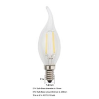 Jcking (Pack Of 8 Ac 110V-130V 2W E14 Dimmable Led Filament Bulbs Candle Flame Tip Led Light Bulb, Led Vintage Antique Chandelier Light Cool White 6500K