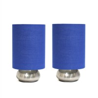 All The Rages Lt2016Blu2Pk Simple Designs Gemini Two Pack Mini Touch Lamp With Brushed Nickel Base And Fabric Shades Blue