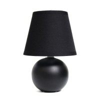 Simple Designs Mini Ceramic Globe Table Lamp Black