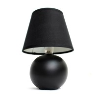 Simple Designs Mini Ceramic Globe Table Lamp Black