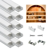 Muzata 10Pack 66Ft2M Silver Led Channel With Milky White Cover Led Strip Channel Led Diffuser Led Diffuser Channel Led Strip L