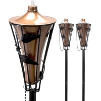 Matney Outdoor Metal Patio Torches - Use For Deck, Patio, Back Yard, Out Door Parties, Wedding - Includes Fiberglass Wick And Snuffer Cap (60 Inch, 2 Pack)