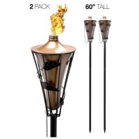 Matney Outdoor Metal Patio Torches - Use For Deck, Patio, Back Yard, Out Door Parties, Wedding - Includes Fiberglass Wick And Snuffer Cap (60 Inch, 2 Pack)