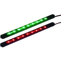 Mounts To Boat Hull 12 Volt Red Green LEDs 6 Inch Length Clear Lens Black Housing Ideal for Kayaks And Small Boats For Visibility