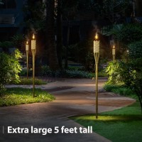 Matney Bamboo Tiki Torches For Outside Mosquitos Repellent - Decorative Garden & Backyard Lights - Mosquito Torches Outdoor - Oil Lamp For Citronella - Flame Lasts Over 8 Hours 5 Ft. Tall - (12 Pack)