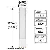 Lustaled 10W Led 2G11 4-Pin Base Pl Lamp 120V Daylight 6000K 18W Compact Fluorescent Lamp Equivalent Bulb Lamp For Pendant Lamps Ceiling Lights Desk Lamps (Remove Or Bypass Ballast, 2-Pack)