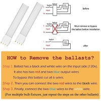 Lustaled 10W Led 2G11 4-Pin Base Pl Lamp 120V Daylight 6000K 18W Compact Fluorescent Lamp Equivalent Bulb Lamp For Pendant Lamps Ceiling Lights Desk Lamps (Remove Or Bypass Ballast, 2-Pack)