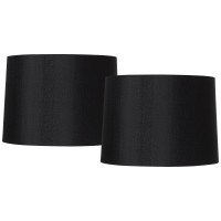 Set Of 2 Black Medium Hardback Tapered Drum Lamp Shades 13