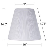 These traditional mushroom pleated lamp shades offer a wonderful style addition and upgrade to living room lamps or bedroom lighting The white fabric shades have a fine mushroom pleat providing a bit of elegance for any lamp base They have a regular spide