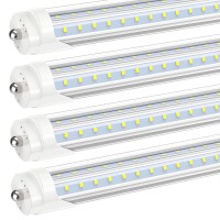 Jesled T8 T10 T12 8Ft Led Light Bulbs, Single Pin Fa8 Base, 8 Foot Led Fluorescent Tube Replacement, 50W 6000Lm, 5000K Super Bright, V Shape, Etl Listed, Ballast Bypass, Garage Shop Lights (4-Pack)