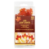 Led Lights 10 Count Battery-Operated Strands Of Fall Autumn Harvest Maple Leaf Shaped Led Lights, 3 Ft.