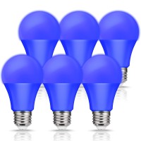 Jandcase A19 Blue Light Bulbs, A19 Blue Colored Led Bulb, 40W Equivalent, A19 Light Bulbs With E26 Base, For Christmas Theme Party, Holiday Decor, Party, Bar Mood Decor, Not-Dimmable, 6 Pack