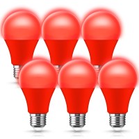 Jandcase Red Light Bulb, A19 Red Colored Light Bulb, 9W(70W Equivalent), E26 Base For Porch, Home Holiday Decoration, Halloween, Christmas, Party, Wedding, Bar Mood Decor, Not-Dimmable, 6 Pack