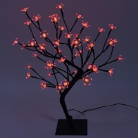 Lightshare 18 Inch Cherry Blossom Bonsai Tree, 48 Led Lights, Rgb With Remote Control, 16 Color-Changing Modes, 24V Ul Listed Adapter Included, Metal Base Ideal As Night Lights