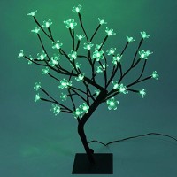 Lightshare 18 Inch Cherry Blossom Bonsai Tree, 48 Led Lights, Rgb With Remote Control, 16 Color-Changing Modes, 24V Ul Listed Adapter Included, Metal Base Ideal As Night Lights