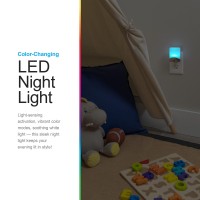 Always dream in color when you fall asleep with the GEbranded colorchanging night light The lights soft glow guides you safely through your nighttime routine and offers a variety of colorful lighting options Choose between three different modes solid colo