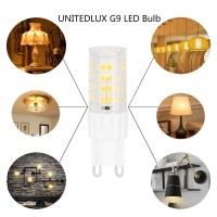 Unitedlux G9 Led Bulbs 5W(40W Halogen Equivalent) 400Lm, Daylight White 5000K, 360 Degree Omni Beam Angle, Non-Dimmable G9 Bi Pin Base For Chandeliers, Home Lighting(Pack Of 6)