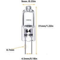 Unitedlux 20W G4 Halogen Light Bulbs G4 Bin-Pin Base Light Bulb Jc Type 12 Volt Dimmable Soft White 2800K (Pack Of 12)