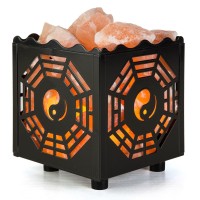 Crystal Decor Natural Himalayan Salt Lamp In Metal Basket With Dimmable Cord - Choose Your Design (Shabby Chic)