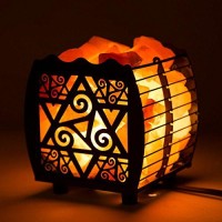 Crystal Decor Natural Himalayan Salt Lamp In Metal Basket With Dimmable Cord - Choose Your Design (Shabby Chic)