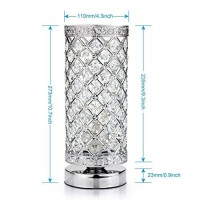 Seaside Village Crystal Table Lamp Touch Control Dimmable Accent Desk Lamp Bedside Modern Table Light With Silver Lamp Shade Night Light Fixture For Living Room Bedroom Kitchen