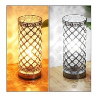 Seaside Village Crystal Table Lamp Touch Control Dimmable Accent Desk Lamp Bedside Modern Table Light With Silver Lamp Shade Night Light Fixture For Living Room Bedroom Kitchen