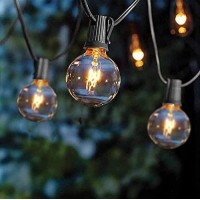 G40 Outdoor Globe String Lights 25Ft Hanging Patio Lights With 27 Incandescent Bulbs 2 Spare Connectable Backyard Lights Ul