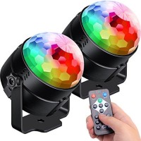 [2-Pack] Sound Activated Party Lights With Remote Control Dj Lighting, Rgb Disco Ball Light, Strobe Lamp 7 Modes Stage Par Light For Home Room Dance Parties Bar Karaoke Xmas Wedding Show Club