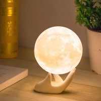 Mydethun Moon Lamp - Home D?Cor, Mood Lighting With Brightness Control, Led Night Light, Bedroom, Sleep Training Meditation,Birthday Gifts For Kids Women, Ceramic Hand Base, 3.5