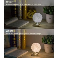 Mydethun Moon Lamp - Home D?Cor, Mood Lighting With Brightness Control, Led Night Light, Bedroom, Sleep Training Meditation,Birthday Gifts For Kids Women, Ceramic Hand Base, 3.5