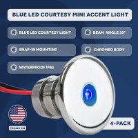 Five Oceans Led Marine Courtesy Lights, 4-Pack Boat Mini Accent Light, Round Deluxe Light For Boat Interior, Deck, Cockpit, Blue Led, For Pontoon, Fishing Boat, Bass Boat, Sailboat, Rvs - Fo-2445-M4