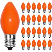 Goothy 25 Pack C7 Halloween Replacement Light Bulbs Orange Ceramic Christmas Lights For Halloween Outdoor Patio Indoor Xmas Str