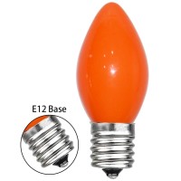 Goothy 25 Pack C7 Halloween Replacement Light Bulbs Orange Ceramic Christmas Lights For Halloween Outdoor Patio Indoor Xmas Str