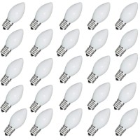 Goothy Indoor Outdoor String Light C7 Ceramic Christmas Replacement Bulbs,5 Watt-White